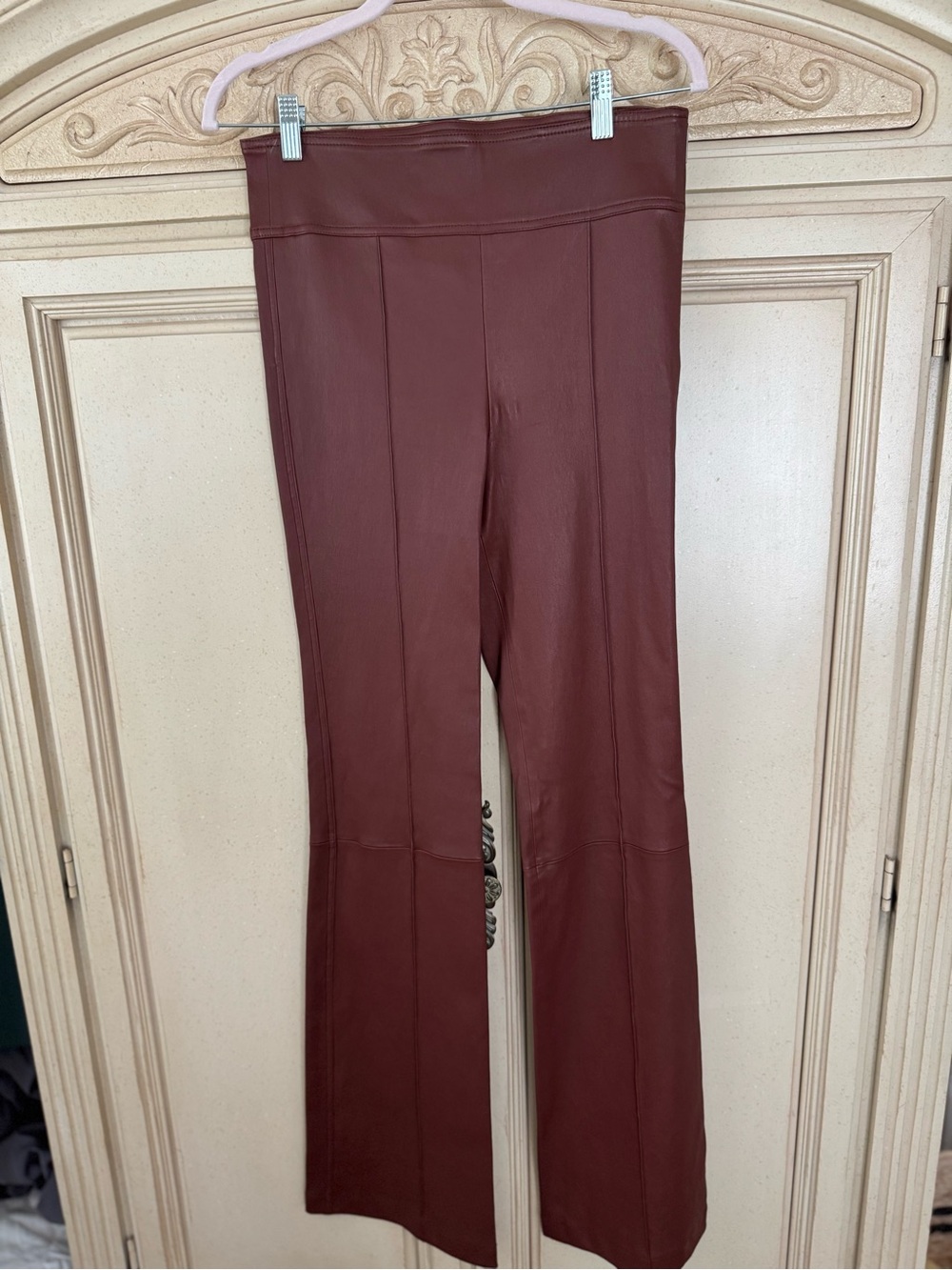 NWT Helmut Lang Maroon Faux Leather Flare Pants